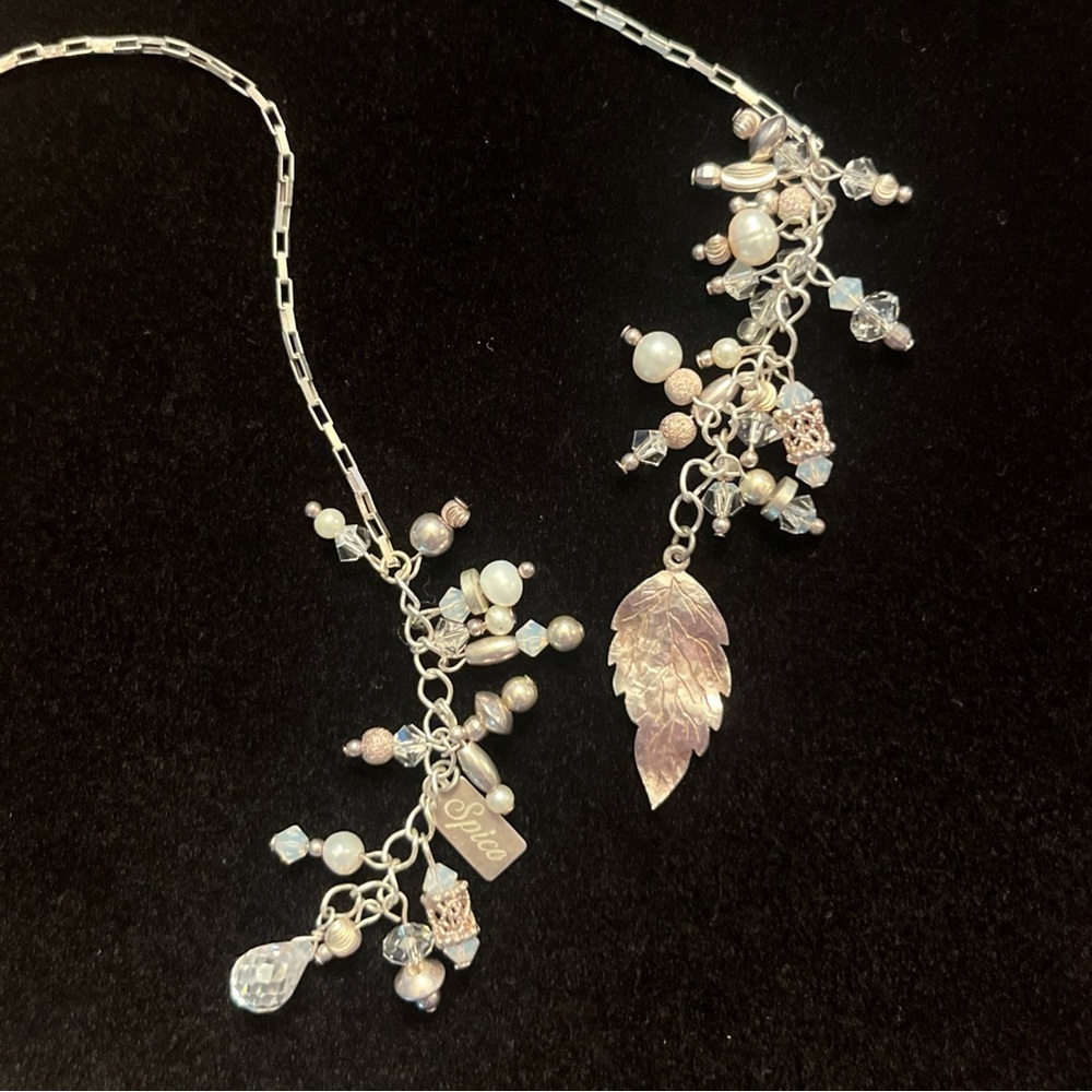 Sterling Silver Freshwater Pearl Crystal Tassel Tie 28" Necklace